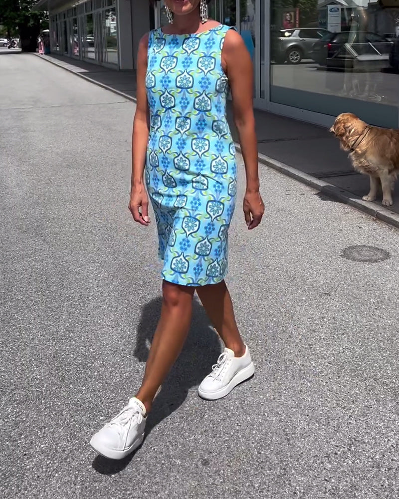 Robe slim imprimée sans manches