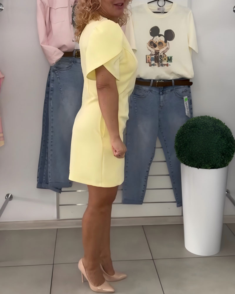 Robe Manche Bouffante Taille Cintrée Élégante