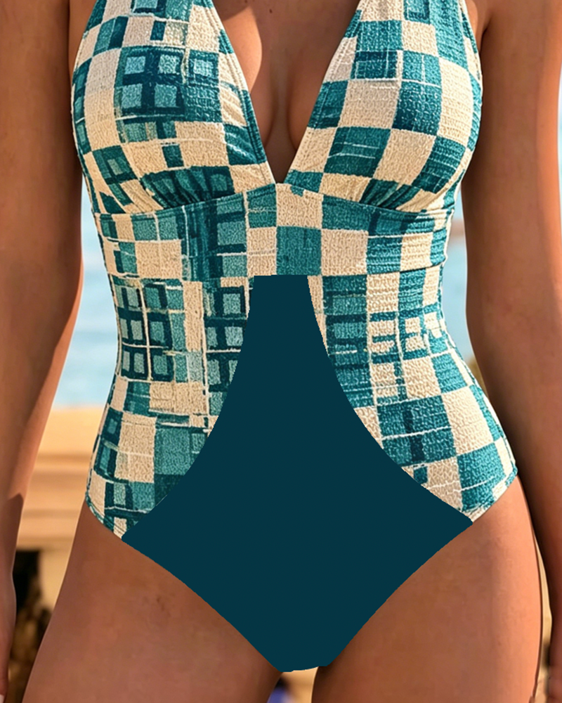 Une Pièce Halter À Carreaux