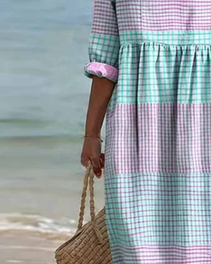 Robe Rayée Bloc De Couleur Ample