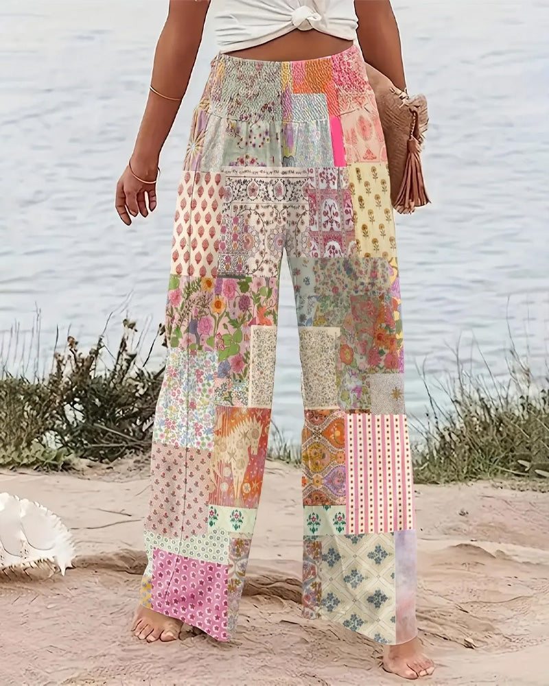 Pantalon Décontracté Taille Haute Imprimé