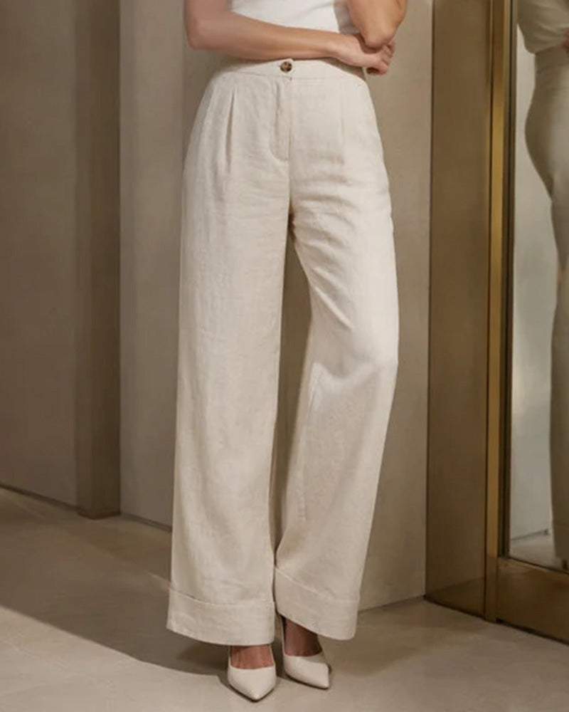 Pantalon Décontracté Bouton Droit