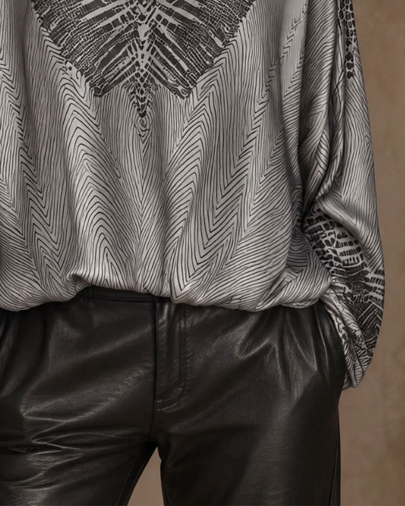 Blouse À Motif Col V Fluide
