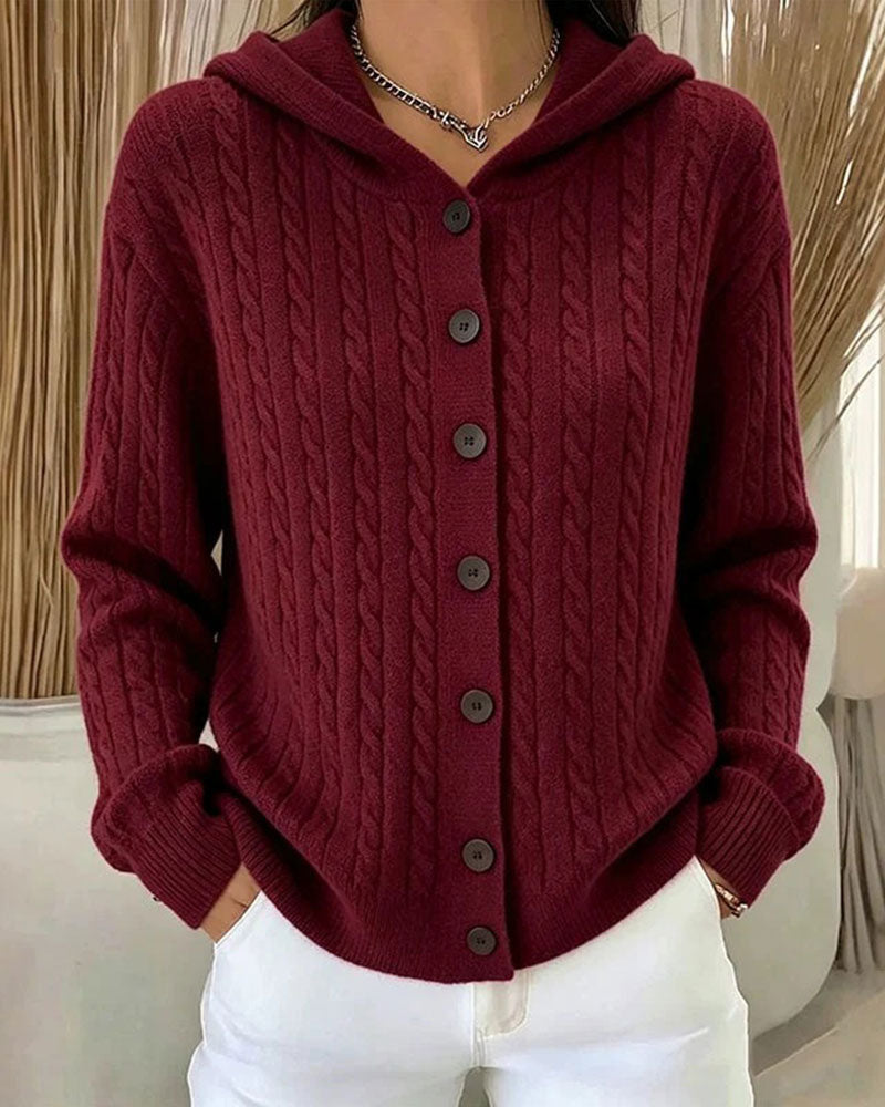 Cardigan Capuche Ouvert Devant Tricoté