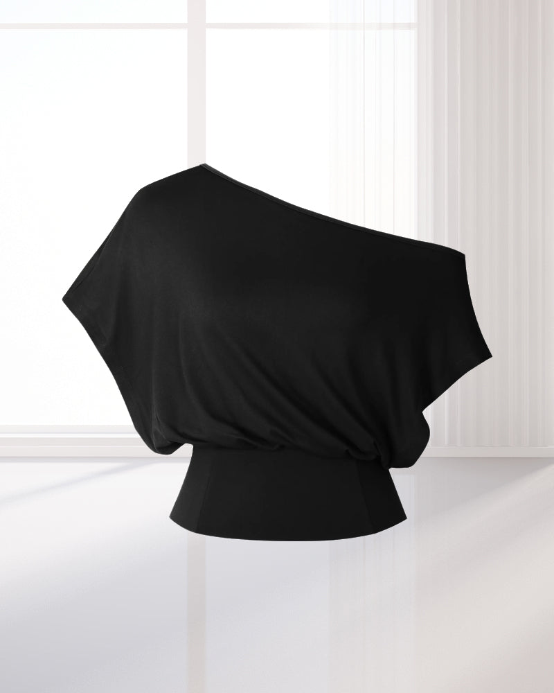 T-Shirt Ourlet Asymétrique Ajusté Chauve-Souris