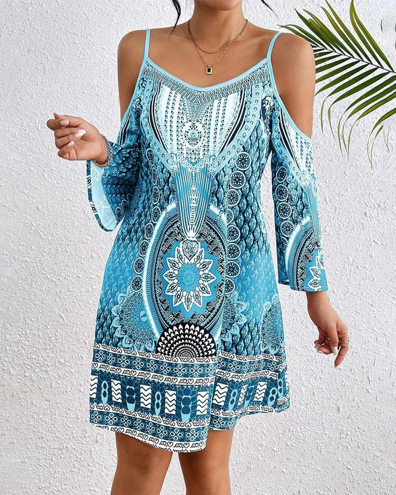 Robe Sans Bretelles Décolleté Imprimée Shift