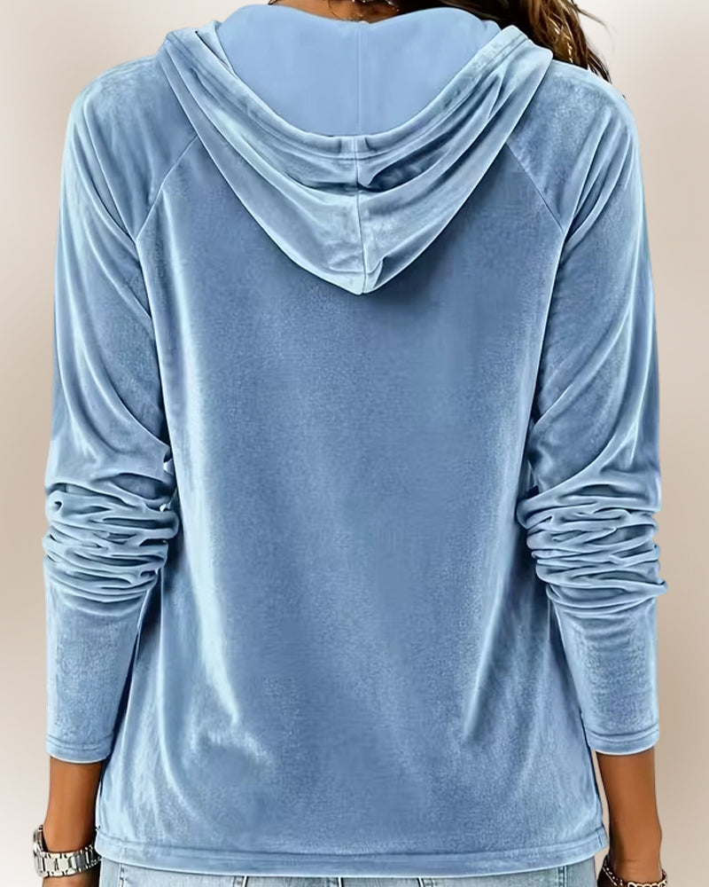 Sweat À Capuche Velours À Capuche Cordon Longue Manche