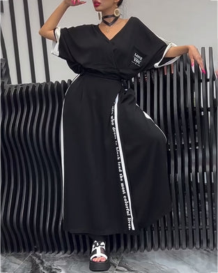 Costume Col V Irrégulier Pantalon Ample