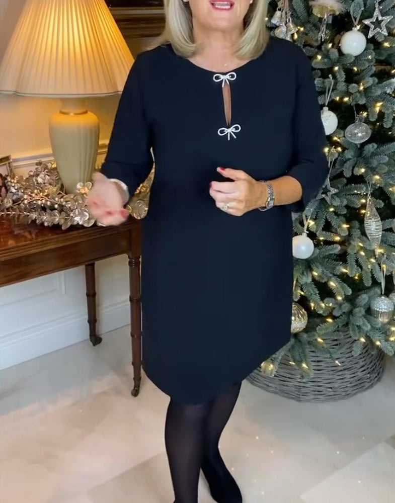 Robe simple à col rond de couleur unie