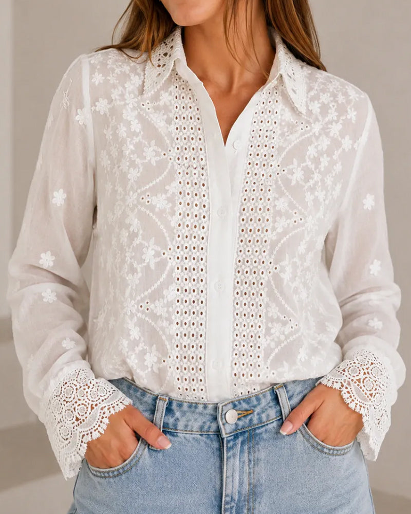 Blouse Revers Découpé Détail