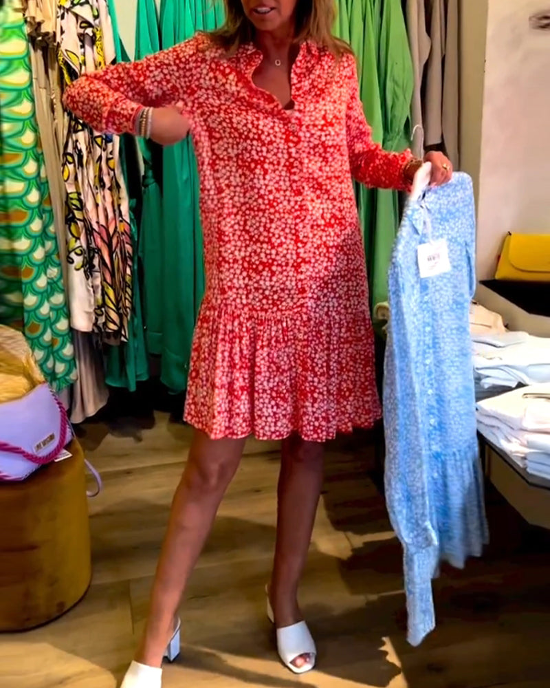 Robe à col en V et imprimé floral