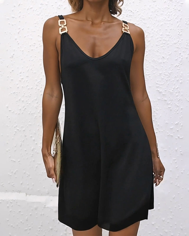 Robe Décontractée Uni À Bretelles