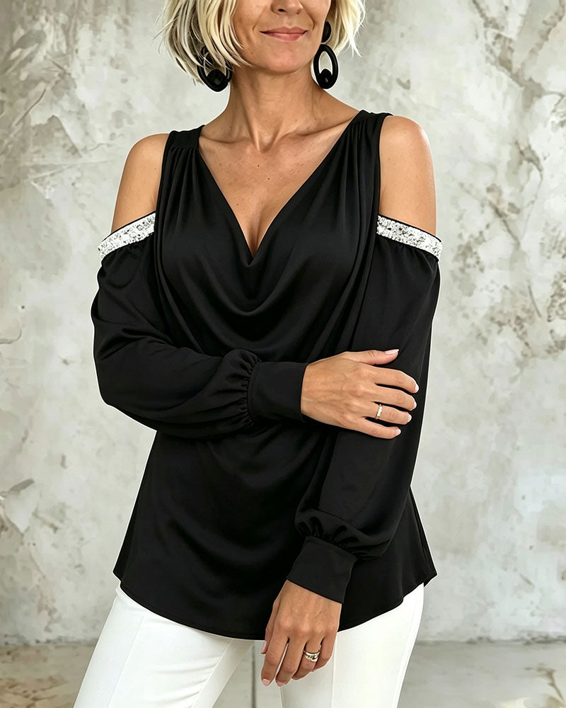 Blouse Décontractée Tendance Off-Épaule