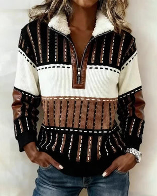 Sweat Mode Vintage À Col Demi-Éclair