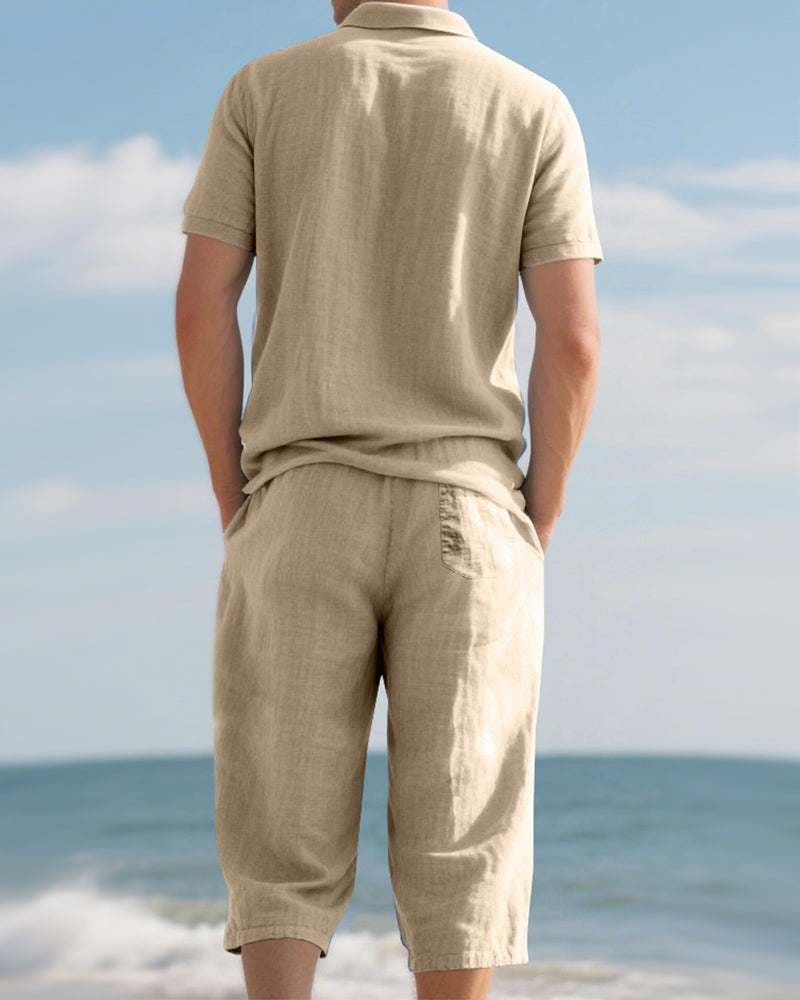 Ensemble Décontracté Pour Homme Composé D'un Polo Et D'un Pantalon 7/8