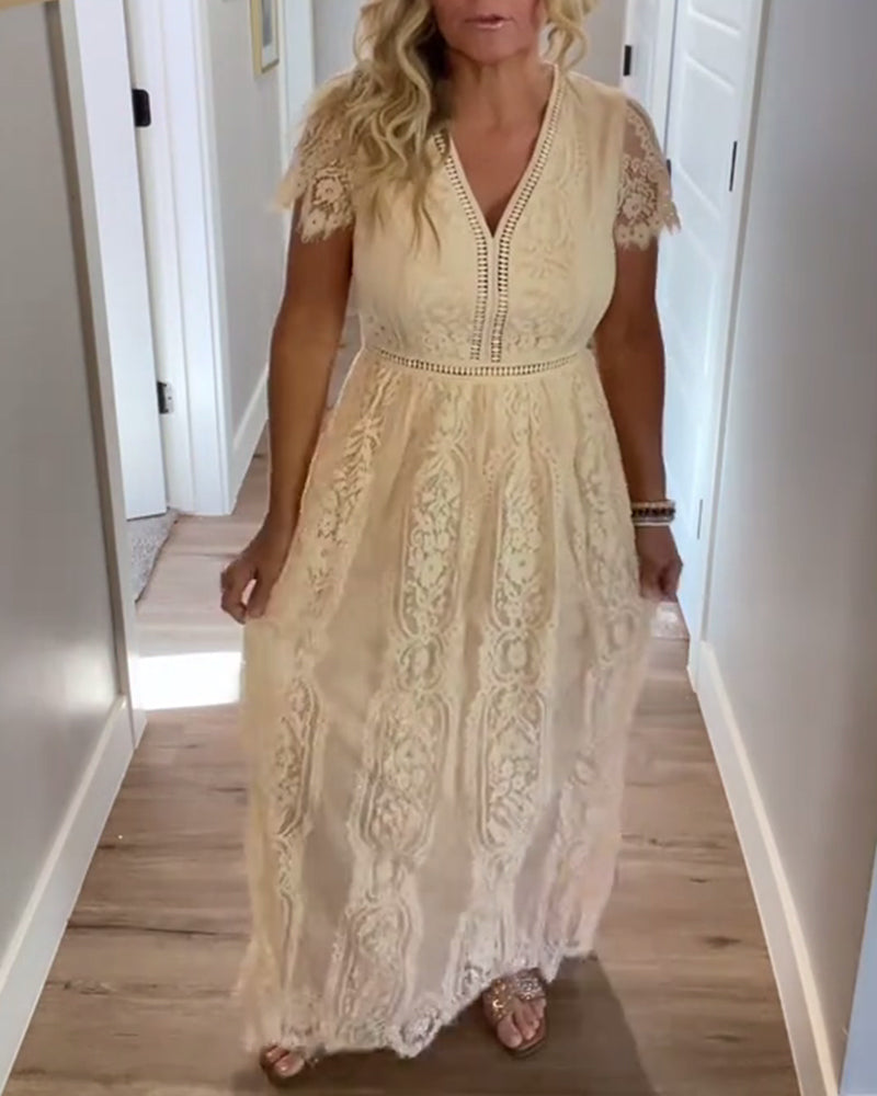 Robe Décolleté V Élégante Taille En Dentelle