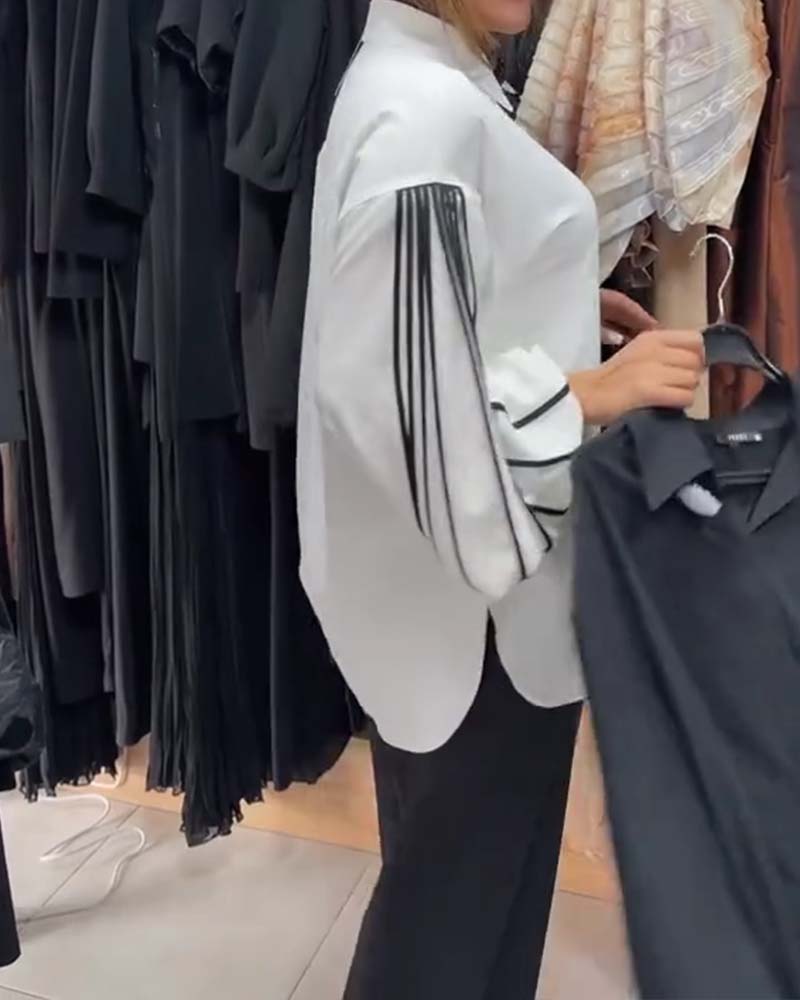 Chemise Contraste Ligne Manche Longue
