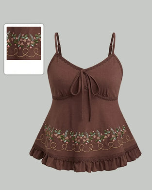 Haut Femme Fleurs Brodé