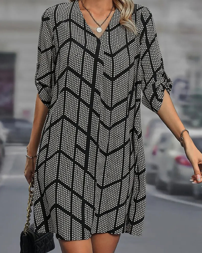 Robe Tendance Col En V À Pois