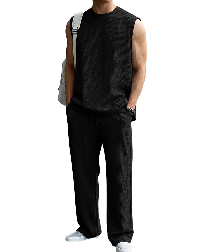 Ensemble Homme Uni Sans Manche