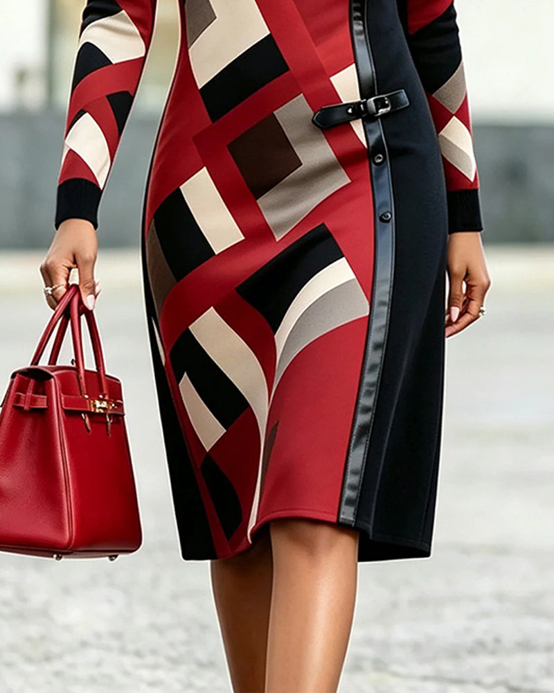Robe Géométrique Bloc De Couleur Patchwork