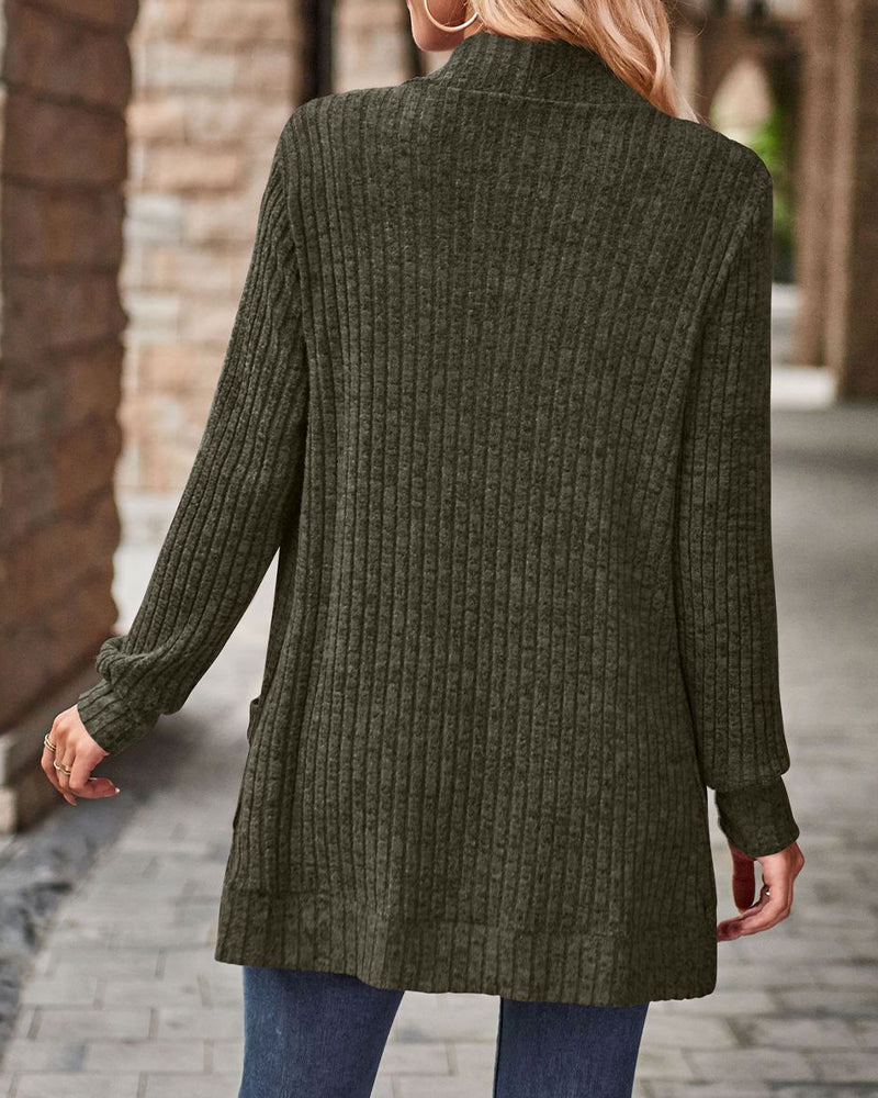 Manteau Brossé Décontracté Manche-Longue