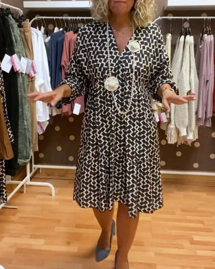 Robe décontractée à col en V et imprimé géométrique