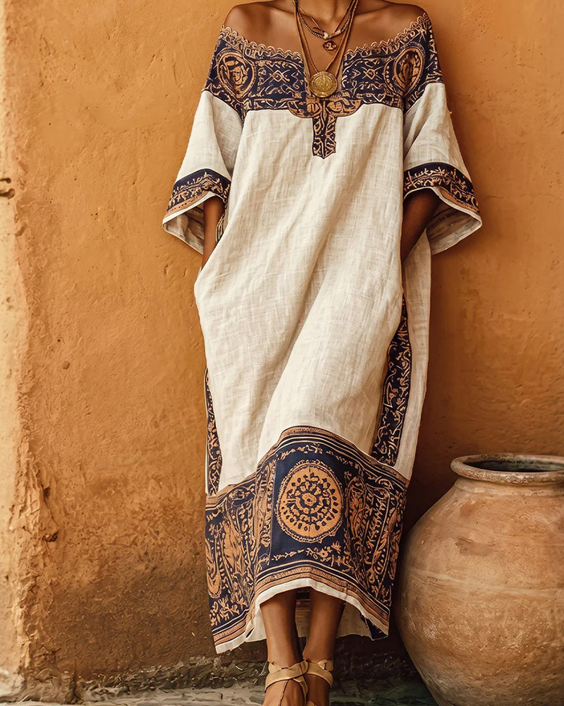 Robe Une Épaule À La Mode Imprimé Longue