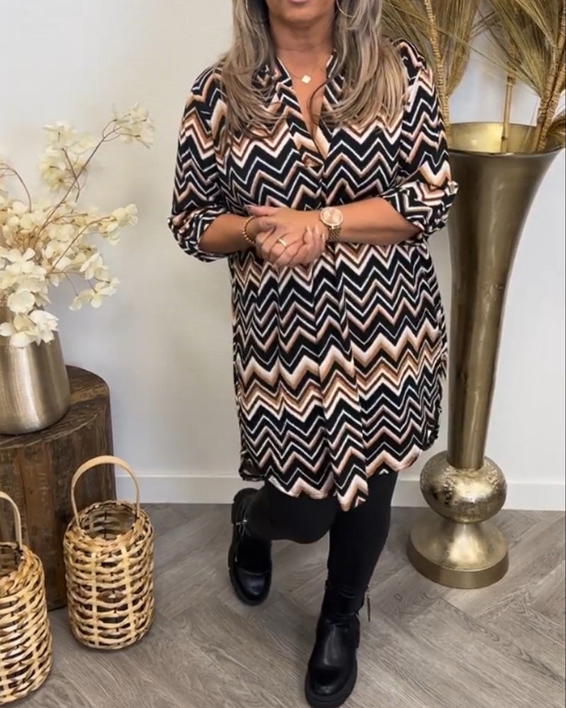 Robe col V imprimé vagues