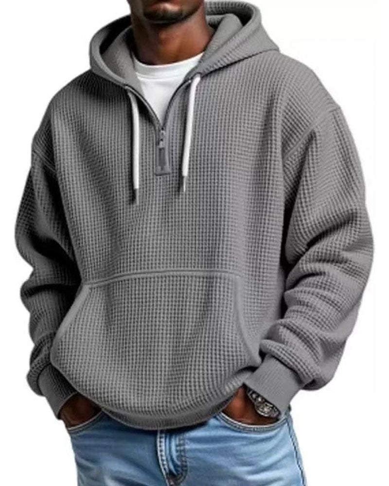 Hoodie Homme Unie Fermeture Éclair Pull