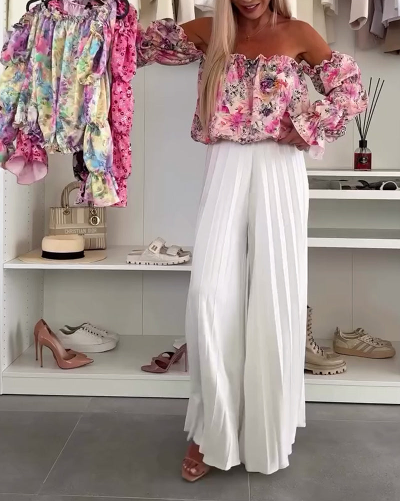 Chemisier Blanc American Eagle Une épaule Fleuri - Taille S, Neuf Sans étiquettes, Style Cachemire
