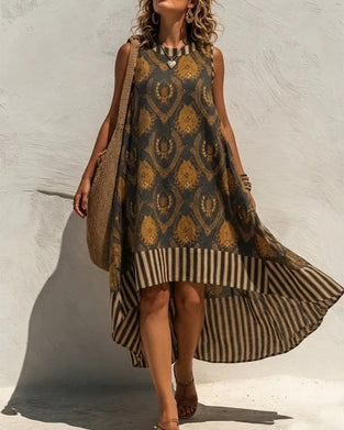 Robe Imprimé Emblem Rayé Sans Manches