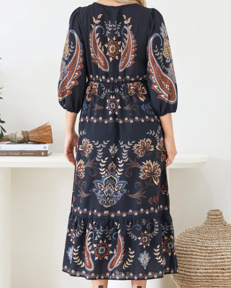 Robe Col V Manche Ballon