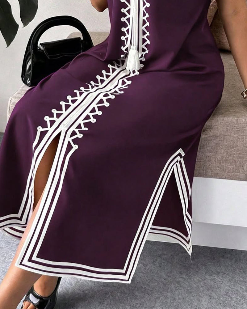 Robe Ruban Blanc Sans Manches Fente Maxi