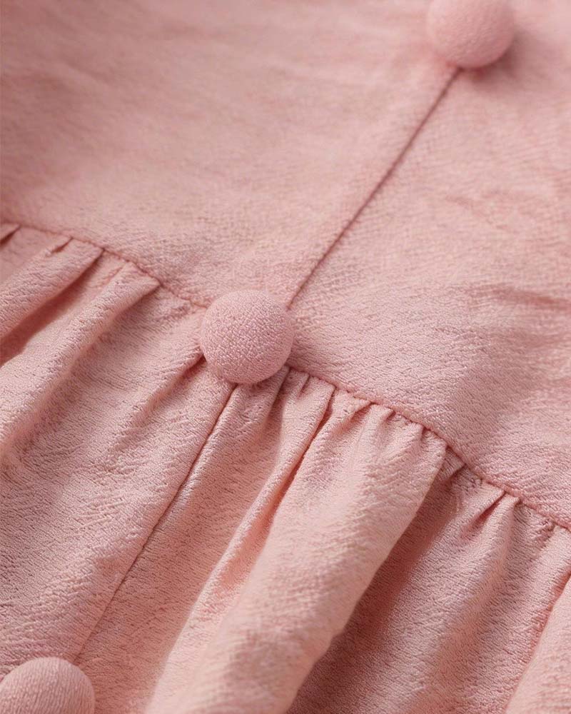 Blouse Col V Volant Perle Bouton