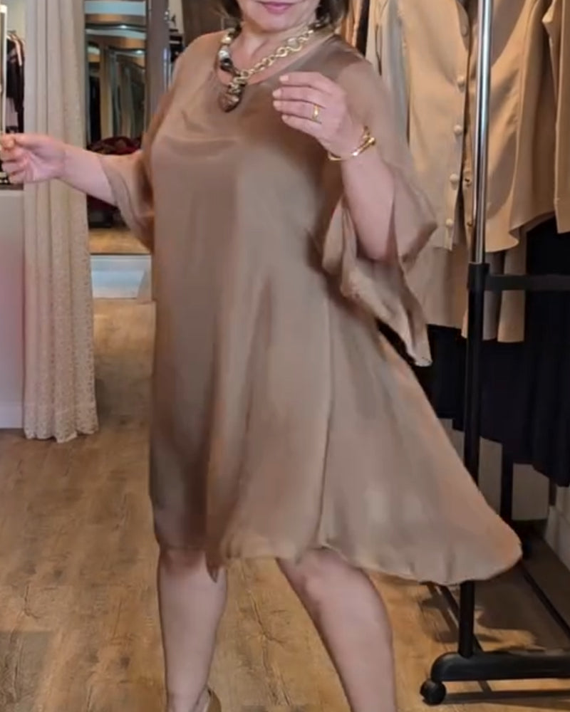 Robe Col Rond Lâche Flottant Midi