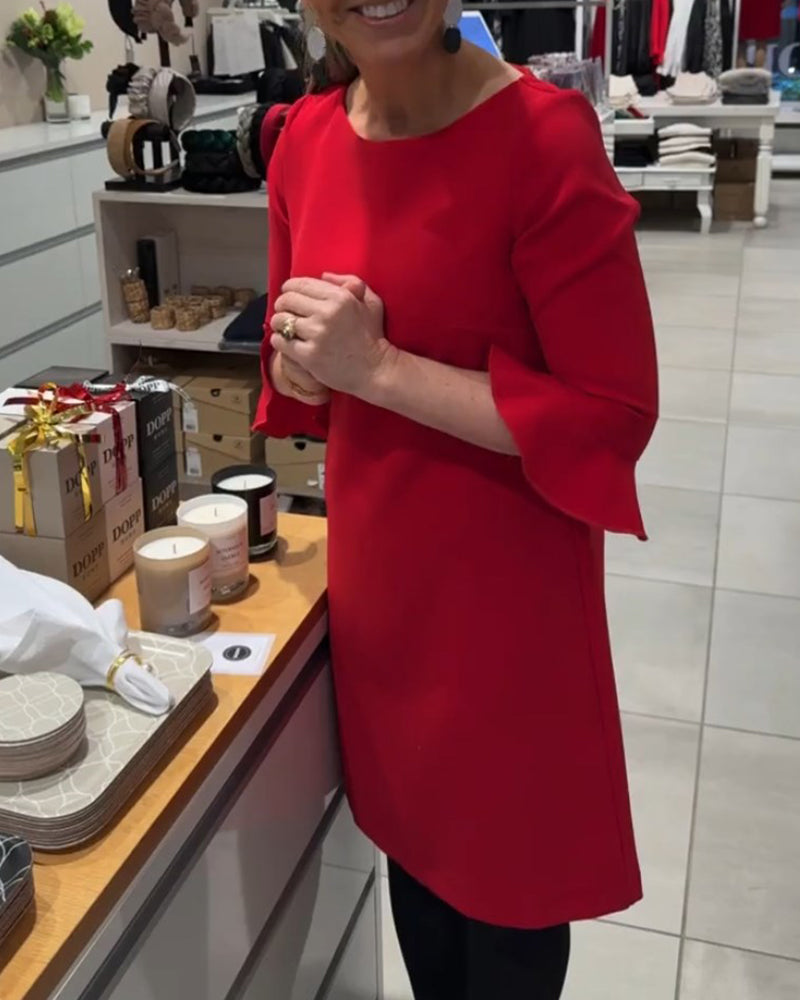 Robe de couleur unie à manches cloche