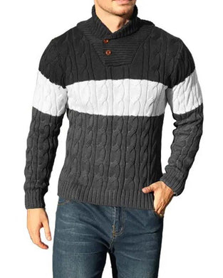 Pullover Col Haut Bouton Contraste Homme