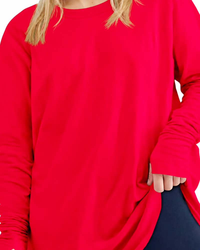 T-Shirt Col Rond Manches Longues Unie Coupe Oversized