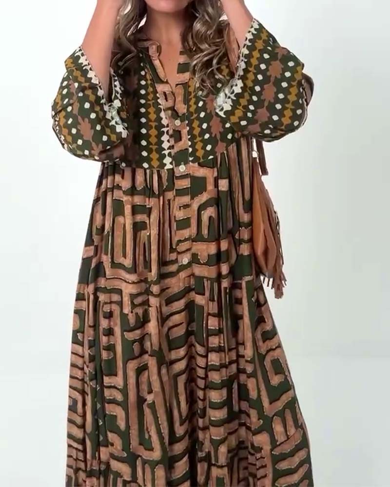 Robe Ethnique Imprimé Géométrique