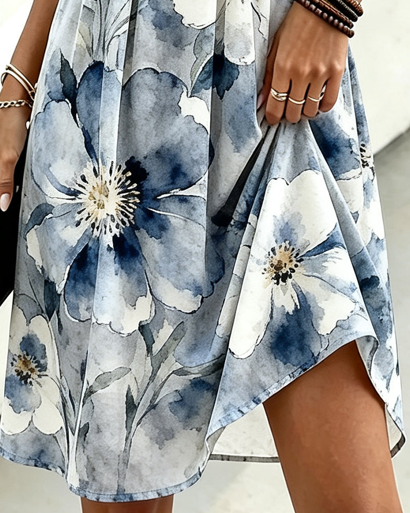Robe Volant Garniture Tie-Dye Fleuri Taille