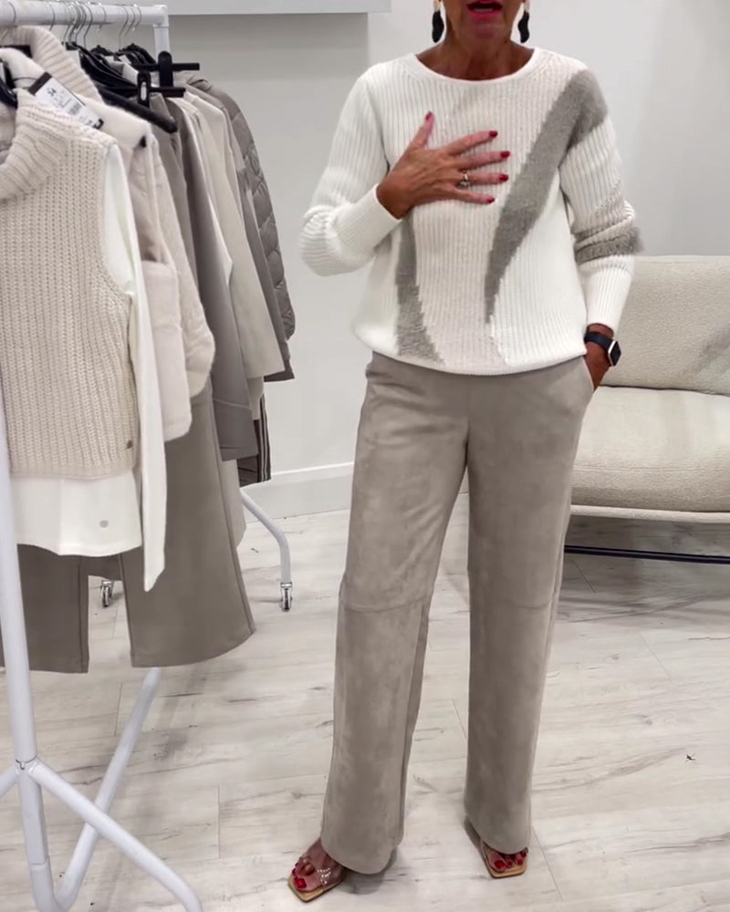 Pull Col Rond Confortable Décontracté