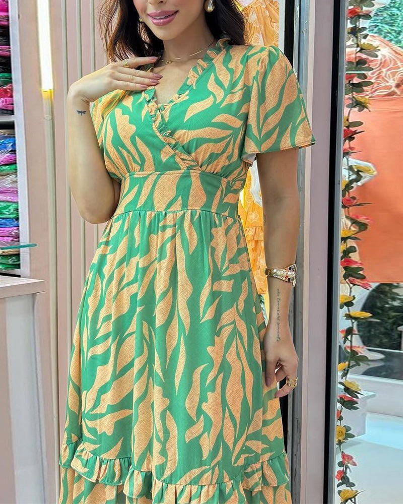 Robe élégante imprimée à la taille