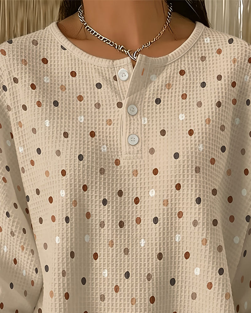 Sweatshirt Col Rond À Pois