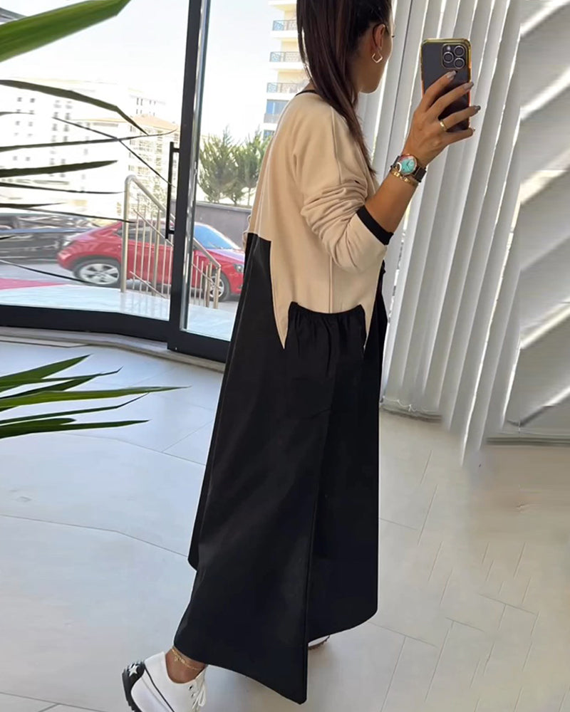 Robe décontractée avec poches patchwork
