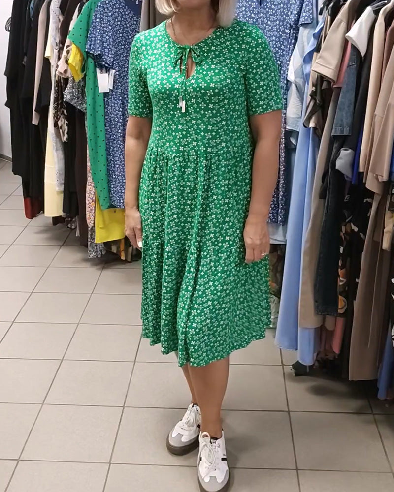 Robe Imprimé Floral Cravate Devant
