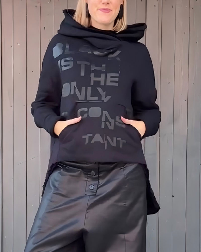 Hoodie Lettre Imprimé Lâche Manches Longues Pullover