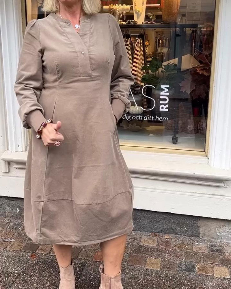 Robe décontractée rétro à manches longues