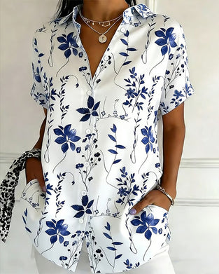 Chemise À Col À Manches Courtes Imprimée