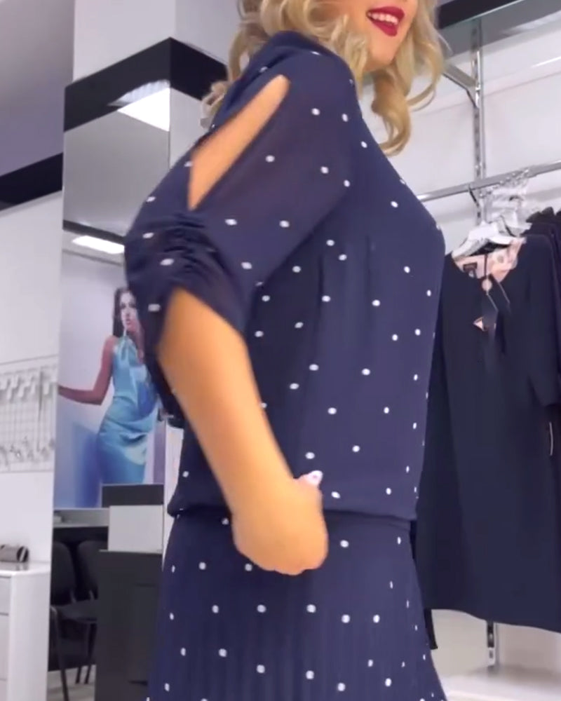 Robe décontractée à pois et col rond